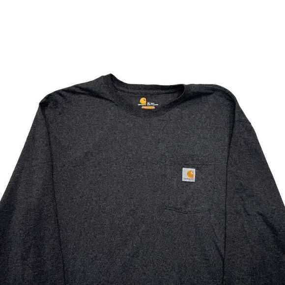 Carhartt Shirt Men's Size XL Grey Loose Fit Heavyweight Long Sleeve Pocket Tee - Picture 3 of 9
